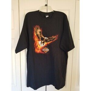 Harley Davidson Flying Eagle flames crewneck T tee shirt black Gatlinburg XL